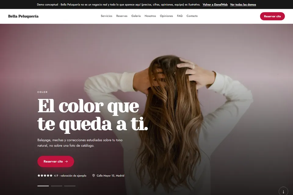 Vista previa de la demo Bella Peluquería