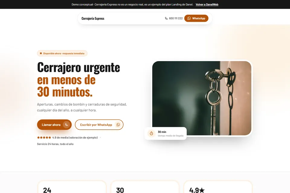 Vista previa de la demo Cerrajería Express