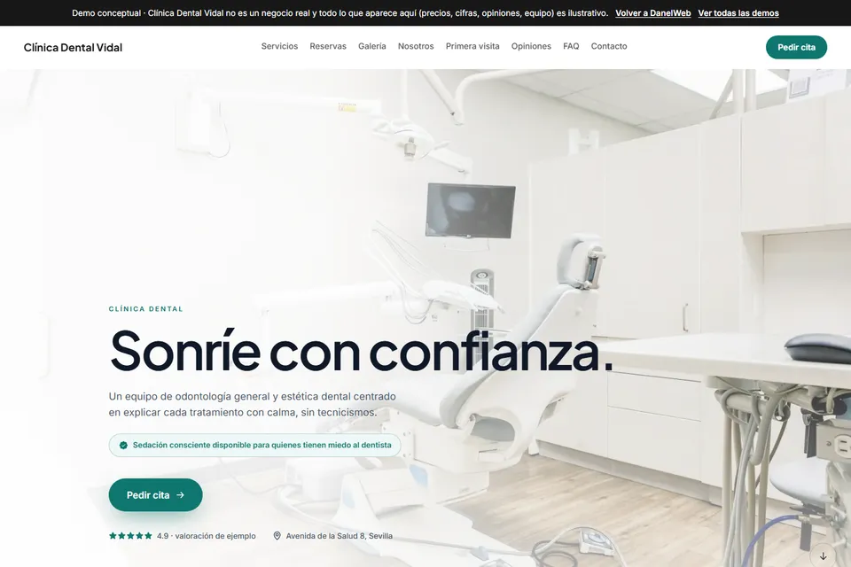 Vista previa de la demo Clínica Dental Vidal
